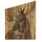 Designart - Into the Wild Gold Moose - Farmhouse Print on Natural Pine Wood